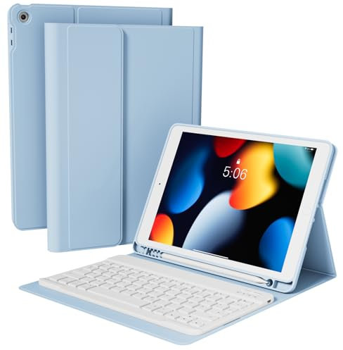 KVTVOU Étui Clavier pour iPad 9ème Génération/pour iPad 8ème Génération/pour iPad 7ème Gén 10,2 Pouces 2021/2020/2019, Clavier Magnétique Bluetooth Amovible avec Étui de Protection pour iPad 9/8/7,