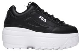 Fila Disruptor Ii Wedge Damen-Sneaker, Schwarz/Weiß/Weiß, 38 EU