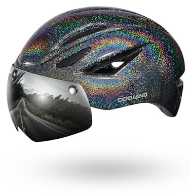 Odoland Fahrradhelm mit Magnetvisier für Erwachsene, Leichter Radhelm mit abnehmbarem Sonnenvisier Atmungsaktiv MTB Helm für Damen und Herren