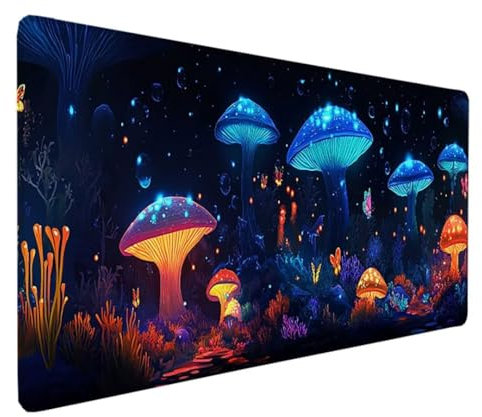 Blue Large Mouse Mat XXL 900 x 300 x 3MM, Jellyfish Gaming Mouse Pad Waterproof Soft Cloth Desk Mat, Non-Slip Rubber Base Mousepad, Stitched Edges Keyboard Mat, for Gaming Office Home Decor Gifts X-7