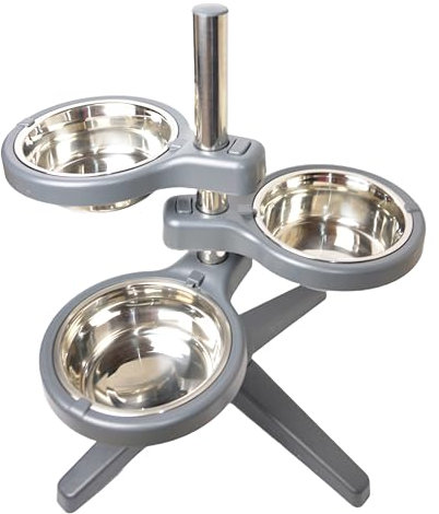 Raised dog bowls for large dogs and & Senior dogs, lifted dog bowls, height adjustable, rotateable, 3 dog bowl with stand to reduce neck strain