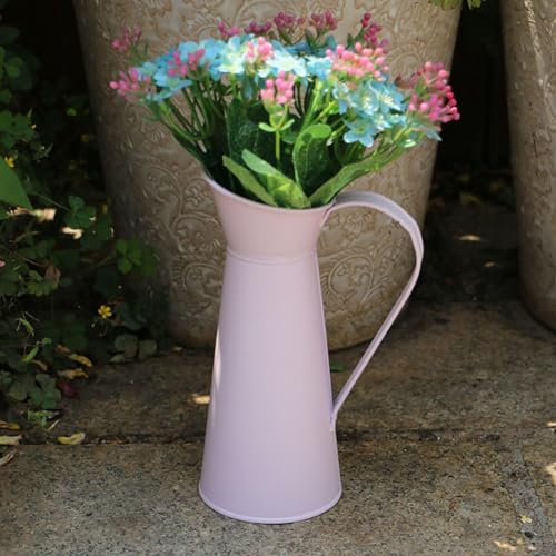 Pot de fleurs en forme de pot à lait, décorations florales, décoration colorée, mini pot de fleurs coloré de style pastoral, pot de fleurs vintage France fer à l'ancienne (rose)