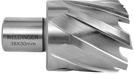 WELDINGER Vollschliff Kernbohrer HSS M2 Weldon für Magnetbohrmaschinen 38 mm Durchmesser