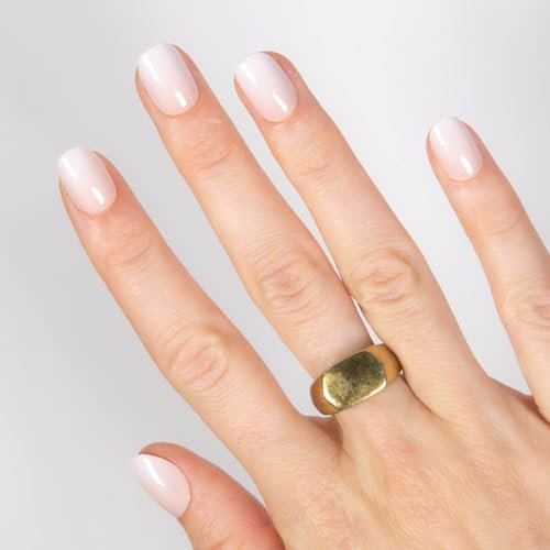 MOYOU LONDON Gel Press On Nails - Elegant Extra Short Round Shape, Long-lasting & Comfortable Soft Fake Nails with Glue, Reusable Natural Stick On Nails for Women, 32 Pcs in 16 Sizes