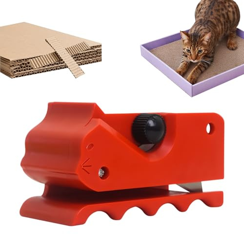 DIY Kratzbretter Katze Kartonschneider, Kratzbrett Cardboard Cutter, Kratzpappe für Katzen Herstellen Schneider, Katzenkratzbrett Wellpappe Karton Schneider, für Karton schneiden (Rot)