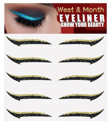 Stick On Glitzer-Eyeliner Streifen – 5 Paar sofortige selbstklebende