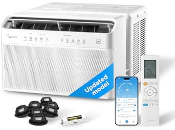 Midea 8,000 BTU U Shaped Smart Inverter Window Air Conditioner - Cools 350 Sq Ft, Ultra Quiet with Open Window Flexibility - Alexa/Google Assistant Compatible - 37% Energy Savings, Remote (Updated)