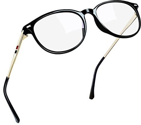 Joopin Round Blue Light Blocking Glasses for Men Women Anti Eyestrain | Anti Eye Fatigue Retro TR90 Metal Design Computer Gaming Screen Blue Light Filter Eyewear for Work Driving
