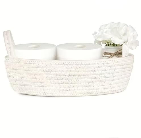 Dermalyx Kleiner Toilettenpapier Korb Geflochtenes Seil, Rückseite Waschraum Korb Organisator Für Badezimmer Regal Schlafzimmer Wohnzimmer 33 x 15 x 10 cm