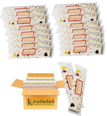 Nougat Bar 130g – Chewy Fruit & Nut Nougat Treat | Individually Wrapped Sweet Bar | Delicious Classic Confectionery Gift (16x)