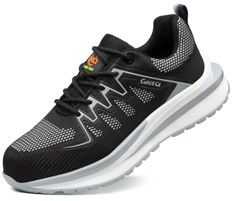 Annvia Steel Toe Cap Trainers for Women Men Safety Trainers Lightweight Ladies Composite Toe Work Shoes Slip on Resistant Breathable Non Slip Antistatic Shoes Size 3 Black 35