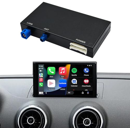 Wireless CarPlay/Android Auto Nachrüst-Decoder-Modul kompatibel mit Audi A4/A5/S4/S5/RS4/RS5 und Q5 (2008–2018) mit 3G-MMI-System, unterstützt MirrorLink, Rückfahrkamera, Lenkradfernbedienung