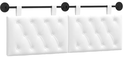 vidaXL Hängendes Kopfteil Weiß Stoff, Moderner rechteckiger Wandkopfteilen, gehängtes gepolstertes Design, gemütliche Rückenlehne für Schlichte Schlafzimmerdekoration