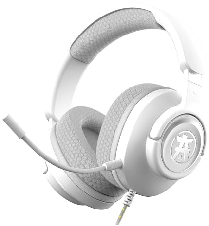 Akuma Casque Gaming Filaire SEINEN H04 – Micro avec Réduction de Bruit, Son Stéréo 50mm, Jack 3,5mm – Compatible avec PC,Console Sony PS5, Xbox, Switch, Switch2,Smartphone – Confort Prolongé - Blanc