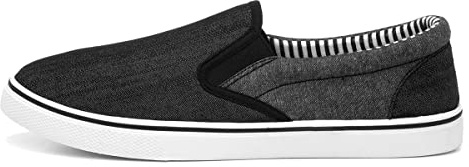 Red Fish Mens Black Slip On Casual Canvas