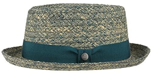LIERYS Burney Porkpie Herren - Sommerhut aus Raffiastroh - Strohhut Made in Italy - Sonnenhut Frühjahr/Sommer - Raffiastrohhut türkis XL (59-60 cm)