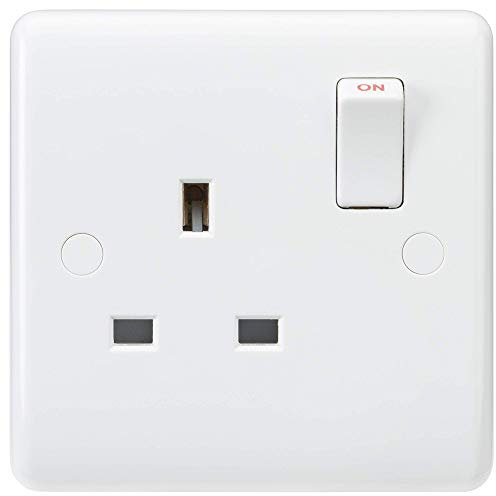 Knightsbridge CU7000 Curved Edge 13 A 1 Gang DP Switched Socket, White