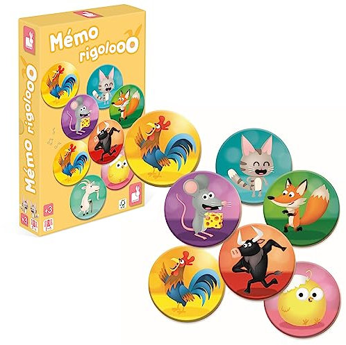 Janod - Memo Rigolooo - Memory- und Zuordnungsspiel - 2-6 Spieler - Ab 3 Jahre - J02736
