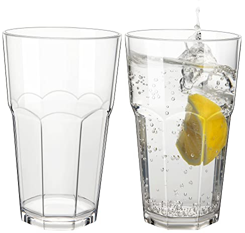 COOKY.D Verres à Eau/jus incassables 340 ML / 12 OZ en Tritan-Plastique, empilables, sans BPA, compatibles Lave-Vaisselle, Lot de 2