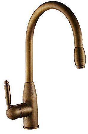 YAWEDA Antique Kitchen Faucet360Hot and Cold Water Mixer Degree Rotation Kitchen Sink Faucet Brass with Aerator Single Handle with Pull-Out Spray Head