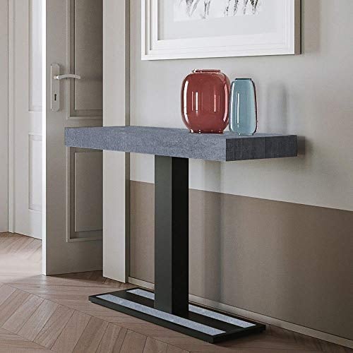 Itamoby Ausziehbare Konsole Capital Small Beton & Anthrazit L.90 x H.77 x T.40 (Verlängerung bis 196 cm)