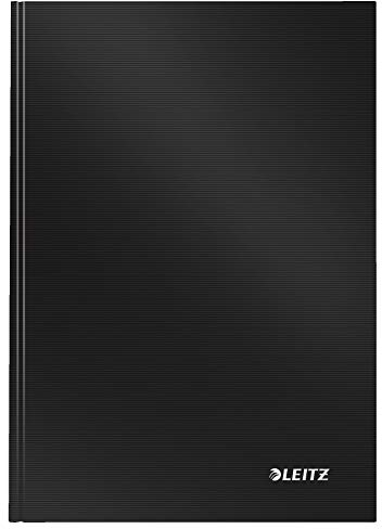 Leitz A5 Notizbuch, 80 Blatt, Hardcover, Karierte Seiten, Solid (Schwarz, A5 | 5er Pack)