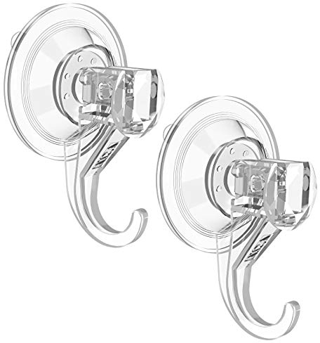 Suction Hooks Powerful Push and Lock Vacuum Multi-purpose Suction Hanger Strong Absorption Suction Cup Holds Up to 3kg Transparent Design for Kitchen and Bathroom Key Coat Towel 2021 Updated 2pack