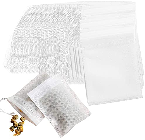 QincLing 100 PCS White Tea Infuser Bags, Paper Empty Tea Bags, Rectangular, 2.75 x 3.54