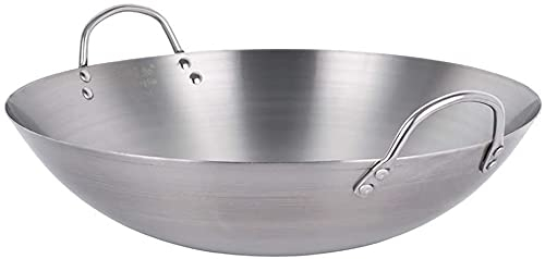 Cocina de acero inoxidable Wok antiadherente Ollas grandes de espesamiento Sartén Wok profesional grande con mango doble para cantinas, comercial-40cm
