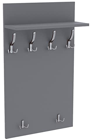 AKKE 90x60 | MAXI Garderobenpaneel Wandgarderobe Garderobe Wandpaneel Kleiderstange CHROM | LIGHT GRAPHITE