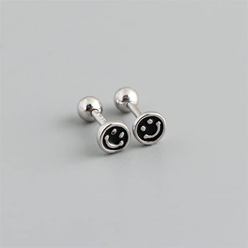 WMDSYGD Damen-Ohrstecker Ohrringe 925 Sterling Silber Glücklächeln Blauer Emaille Spirale Perle Ohrstecker for Frauen Minimalist Nette Smiley Durchbohrte Schmuck Creativity Ohrringe