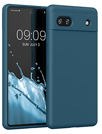 kwmobile Carcasa Compatible con Google Pixel 6a Funda - Case TPU y Silicona antigolpes - Apto Carga inalámbrica - petróleo Mate