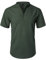 LucMatton Men's Casual Cotton Linen Short Sleeve Henley Shirt Summer Lightweight Banded Collar Beach Tops Olive Green Large
