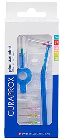 Curaprox Interdentalbürsten CPS Prime Plus Mix-set | 0,6-1,1 Mm Durchmesser | 2,2-5 Mm Wirksamkeit | Set Mit 5 Interdentalbürsten Und Halter UHS 451 | in Der Schweiz Hergestellt
