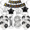 Borsgye 18. Geburtstag Dekoration Set 18 Jahr Geburtstagsdeko Ballon Männer Junge Frauen Schwarz Happy Birthday Banner Folie Sterne Luftballons Konfetti Luftballons Silber Folienballon Zahl18
