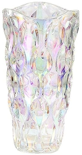 CEMABT 24 cm Blumenvase 3.4 lbs Thickened Vase für Tulpen- Geschenke für Mama zum Geburtstag,Geschenkideen Mutter Glasvase für Blumen Klarglasvase Dekorativ für Hochzeiten(Bunt)