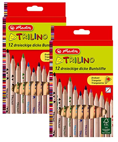 Herlitz 10412062 Trilino Buntstifte 12er Dreikantbuntstifte aus FSC Holz (2er Pack)