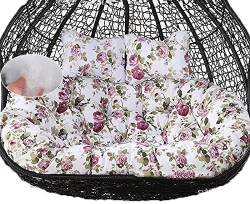 HäNgende Schaukel Kissen, Doppelt HäNgender HäNgesessel 2 Personen Kissen für HäNgekorb Outdoor, Sitzkissen für 2er Relax HäNgestuhl, Wasserdicht Wicker Rattan Swing Pads(Color:Flower 1)
