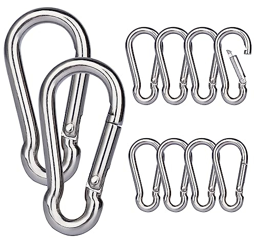 hannger Spring Karabinerhaken, 10 PCS Edelstahl 304 Kleine Karabiner M4 1,6 Zoll Heavy Duty D Ring Verriegelung Karabiner für Schlüssel Swing Set Outdoor Sport - 88 lbs Kapazität