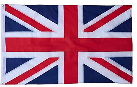 ROTERDON Britische Flagge, 6x90 cm, für den Außenbereich, strapazierfähig, 210D-Oxford-Polyester, Union Jack-Flaggen, bestickte genähte Streifen, UK-Flagge mit Messingösen