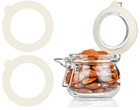 Standard Rubber Seals, 2 Pcs Re-Usable Leak Proof Silicone Gasket Airtight Seals Rings Compatible with Jars Mason Jar Clip Top Jars, Regular Wide Mouth Glass Orange, 0.35L-2L