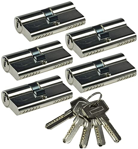 Schließzylinder Profil-Zylinder Türzylinder für Schließanlage - DIN Einsteck-Schlösser I 5 gleichschliessende Zylinder I 5 Sicherheitschlüssel - 60mm 30/30mm