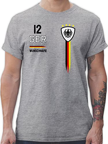 T-Shirt Herren - 2026 Fussball Fanartikel - Deutschland WM Trikot Farben - XXL - Grau meliert - em triko fußball-Fanartikel fußball German Shirt Deutschland. Tshirt fussballtrikot fußball.