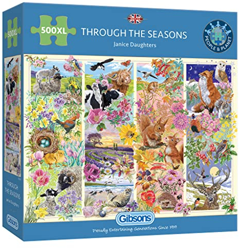Through the Seasons 500XL Piece Jigsaw Puzzle | Großes Puzzleteil | Nachhaltiges Puzzle für Erwachsene | Premium 100% Recycled Board | Tolles Geschenk für Erwachsene | Gibsons Games
