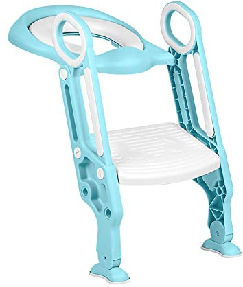 Siège de Toilette Enfant Réducteur Pliable et Réglable avec Échelle Marche pour 1-7 Ans - Blanc + Vert Clair