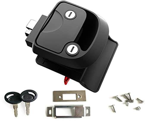 RV Keyless Entry Door Lock, Push-Type R3 Mechanical Door Latch with 2 Keys Paddle Deadbolt, Replacement Door Lock for Trailer/Camper/RV/Yacht (Fit 9.2x6.8cm Hole)