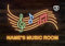 ELITEPRINT Personalised Neon Effect Music Room Drum Guitar Sign Custom Gift Metal Plaque - Wall Art Decorations (A5 (14.8cm x 21cm))