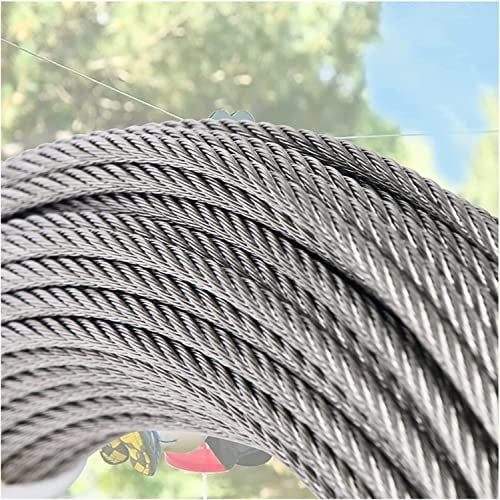 OKUOKA Fune Acciaio 8mm Cavo Metallico dell'Acciaio Inossidabile 304 per Il Cortile, Corda Metallica per aeromobili 1m-100m, Resistenza alla Rottura 7000 Lbs (Size : 15M/49.2ft)
