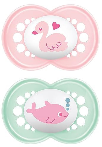 MAM Original Schnuller | 6-16 Monate | Baby Schnuller | 94% Akzeptanz | stillfreundlich | von Hebammen empfohlen | zahnfreundlich | SkinSoft Silikon | Schwan/Delfin | 2 Stück
