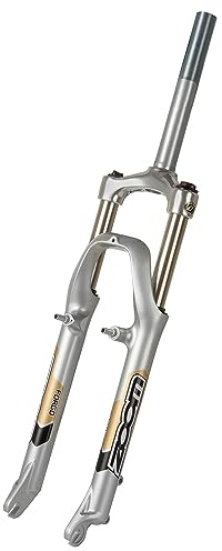P4B | Federgabel für 26 Zoll in Silber | 1 1/8 Gabelschaft Außendurchmesser | 185 mm Schaftlänge | 60 mm Gewindelänge | Für Scheibenbremse (is) und V-Brake